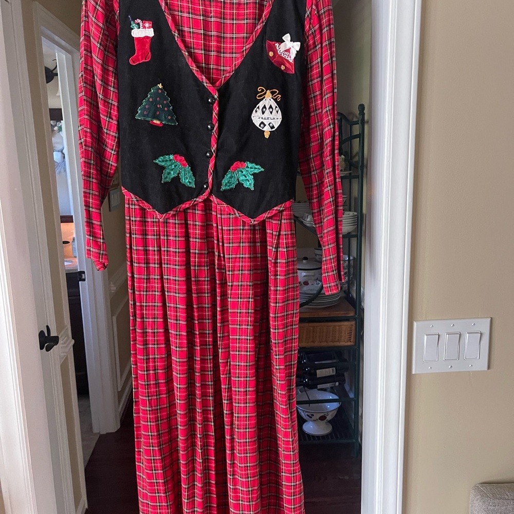 Festive Red Plaid Women's Dress